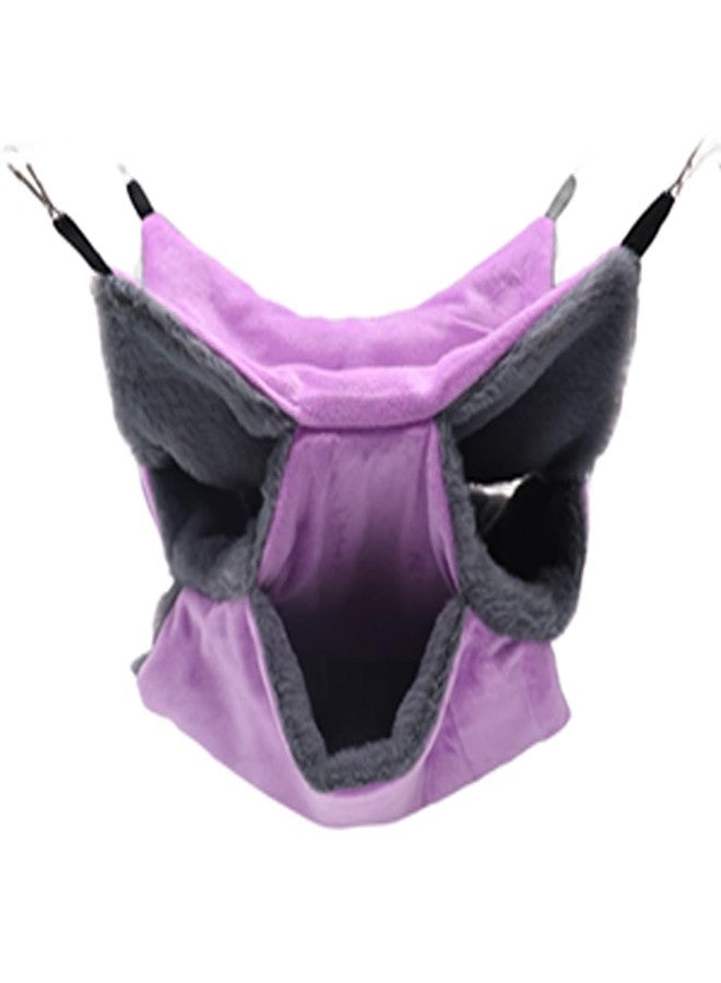 LYART Sugar Glider Pouch Hammock Bed Bedding, Sugar Glider Cage Accessories Toys for Rat, 3-Layer Hammock Make Pet Cages More Three-Dimensional (5.Purple) - Image 1